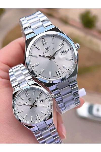 FERRO Special Valentine's Day Combination for Couples 2 Years Warranty 3 Atm Water Resistant Couple Wristwatch Cf.Fr002