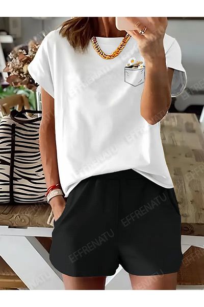 EFFRENATU T-Shirt and Shorts Set with Great Colors and Prints. Plus Sizes
