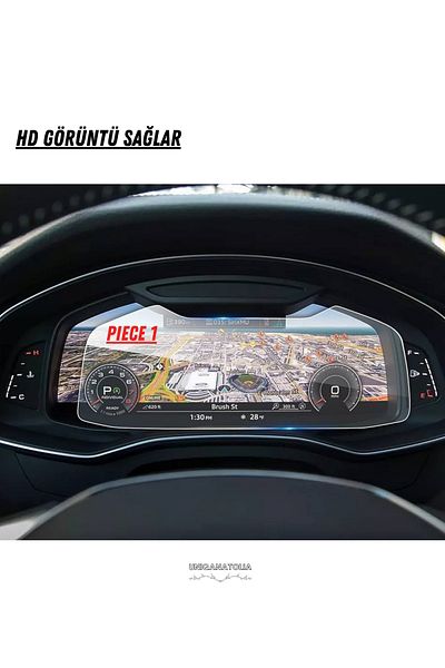 UniqAnatolia Audi Q7 2025 Ghost Instrument and Multimedia Dual Screen Compatible Nano Screen Protector