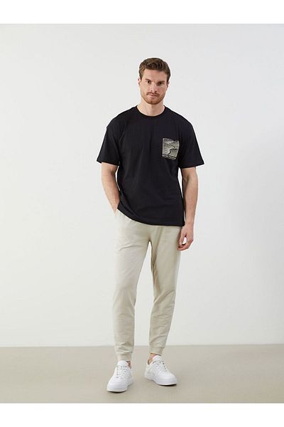 LC Waikiki Ανδρικό μπλουζάκι LCW ECO Crew Neck με στάμπα από βαμβακερό χτενισμένο