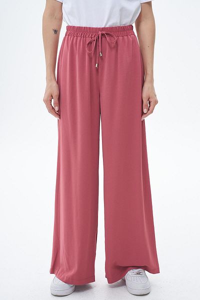 Betül Nayir Wide Leg Trousers with Elastic Waist - Dusty Rose