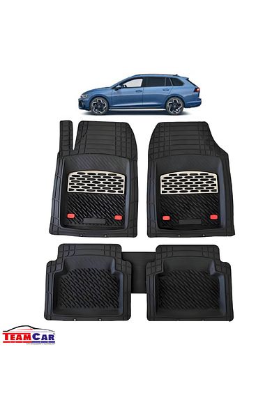 TEAMCAR ® Car Mats Tray Type Compatible With Volkswagen Golf 8 Variant (2020–2025) Marbled Black