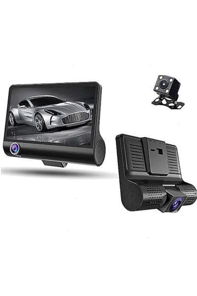 OEM Cameră auto DVR 3 în 1 FULL HD 1080P, 3 camere frontale/spate/interioare, ecran de 4 inch
