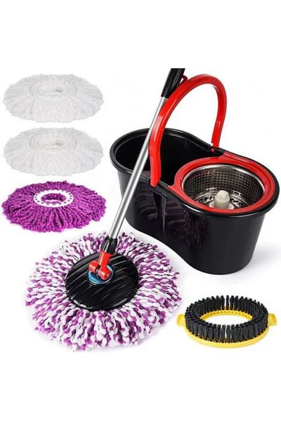 OEM Set mop magic rotativ 360 grade , cu talpa si cuva din inox , 4 rezerve diferite + perie rosturi, re