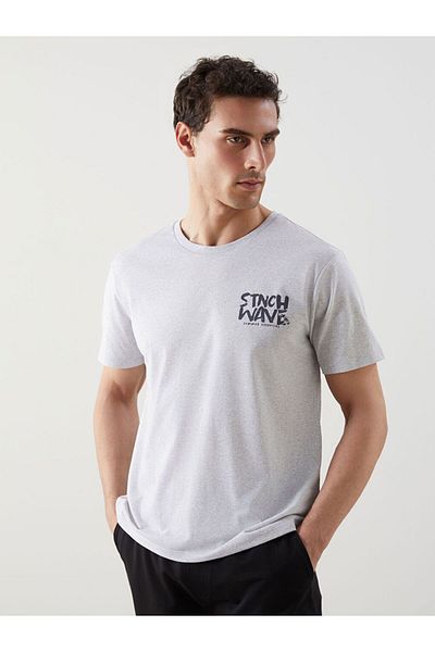 LC Waikiki LCW ECO Herren-T-Shirt aus gekämmter Baumwolle mit Rundhalsausschnitt und Aufdruck