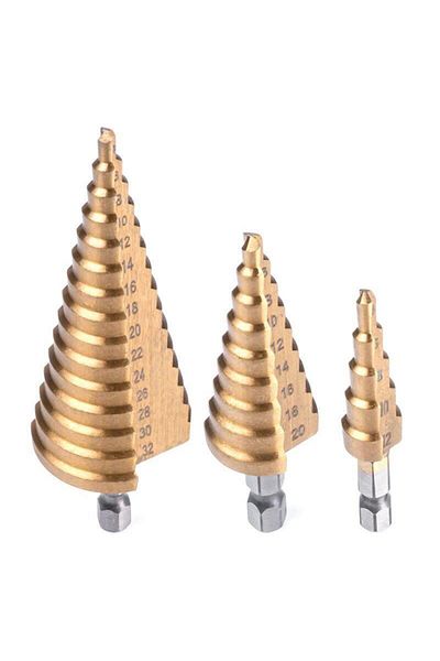 OEM Professional Set of 3 Stepped Cone Drill Bits � Versatile Sizes 4-32mm for Precise Work