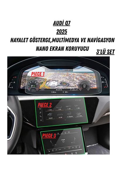 UniqAnatolia Audi Q7 2025 Ghost Instrument and Multimedia Dual Screen Compatible Nano Screen Protector