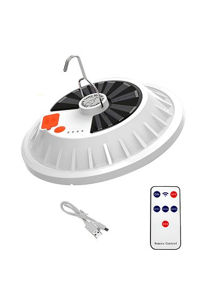 ZEQAS Camping Lamp 120LED 60W Multifunctional Solar/USB 5Modes Remote Control White