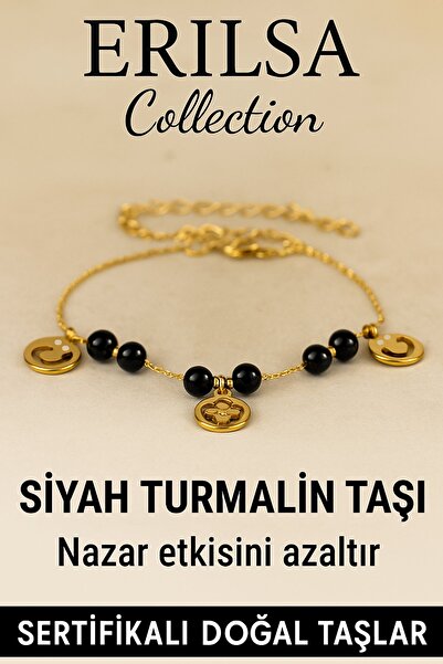 Erilsa Sertifikalı Siyah Turmalin Taşlı Charm Bileklik – Nazar Enerjisini Azaltır, Koruma Sağlar