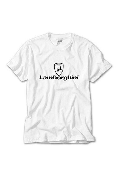 CrowsGate Lamborghini Logo Text White T-Shirt
