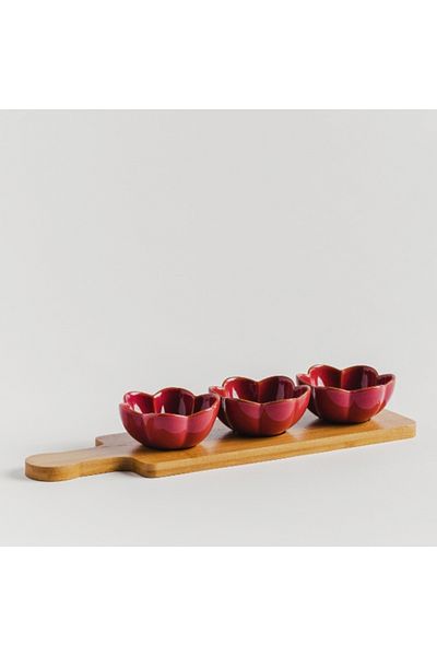 HomeVibes Decorative Platter BAILA Red 35 x 10 cm