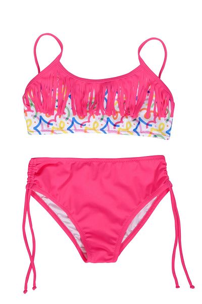 Endeep Girl's Tassel Detailed Pink Bikini Set