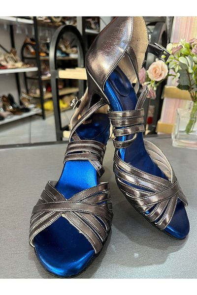 bitangosu New Model Salsa Bachata Latin Dances with 7 Bands 6cm Goblet Heels Dance and Ballroom Shoes Smoke