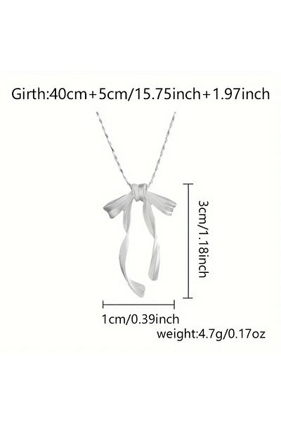 FASHİON JEWELRY قلادة من الفضة بتصميم فيونكة