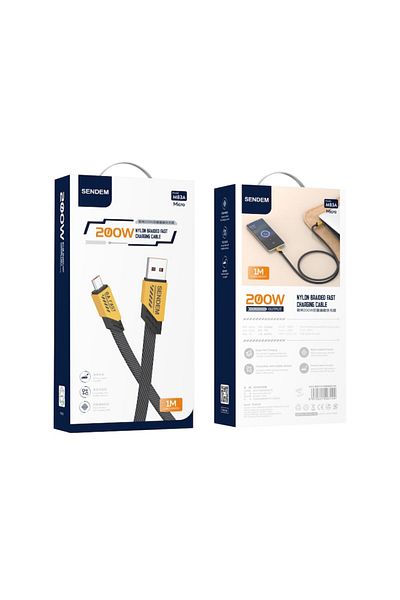 SENDEM Cablu de date si Incarcare Rapida, TIP C/TIP C 5A, M83A​ USB​/​MICRO​ USB​ 200W​, galben