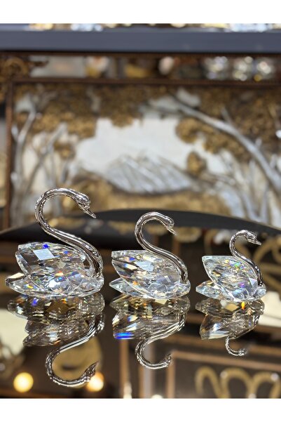 Armağan Metal Boyunlu Kristal Cam Kuğu 3lü Set