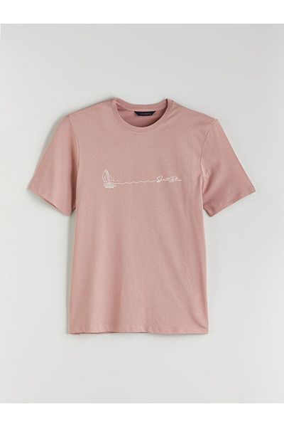 LC Waikiki Southblue Crew Neck Printed Combed Cotton Men's T-Shirt