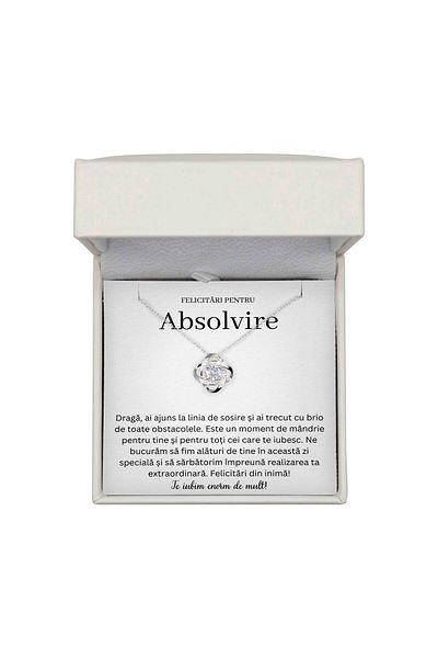 The Jewel Heart Colier Cu Mesaj Pentru Absolventă – Argint 925 Rodiat, Ambalaj Elegant Cu Lumină