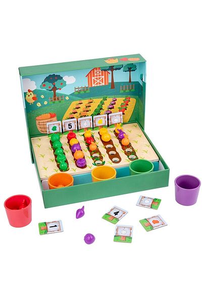 Picodino Joc educativ de sortare legume si fructe, 41 piese, multicolor, 30.5x25x5.5 cm