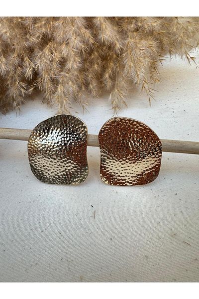 nidistore Gold Color Serrated Big Earrings