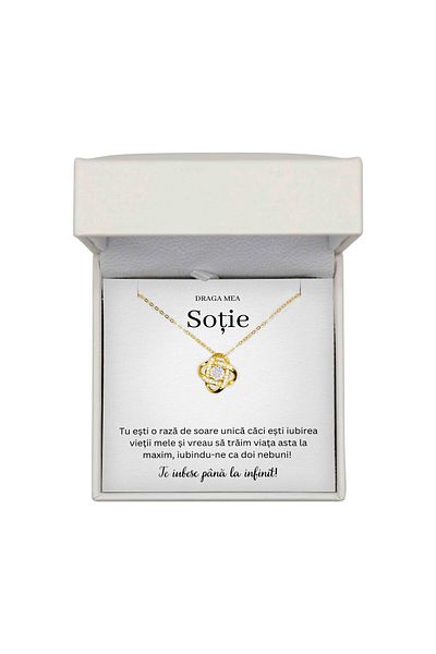 The Jewel Heart Colier Cu Mesaj Sincer Pentru Soție – Argint 925 Placat Cu Aur, Cutie Cadou Elegantă