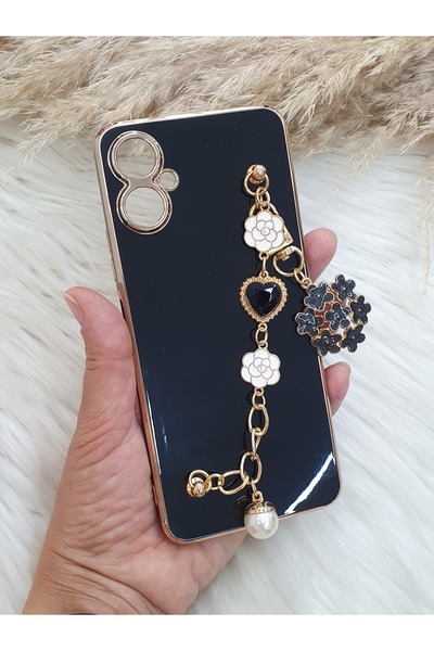 Aksesuarda Moda TECNO CAMON 19 NEO Uyumlu Çiçekli Taşlı İncili El Geçmeli Laz...