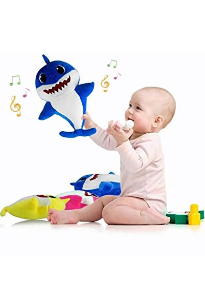 Generic Baby Shark Plush Toy With Music and Light, Best For Gifting - (Blue)