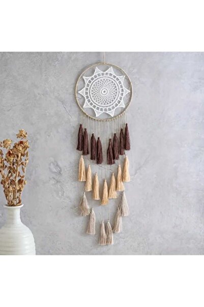 Home Dekoratif hediyelik kahve tonlarında rüya kapanı, düş kapanı, dream catcher