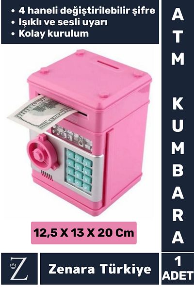 Zenara High Quality Decorative Changeable Password Voice Lighted Warning Paper Coin Atm Piggy Bank