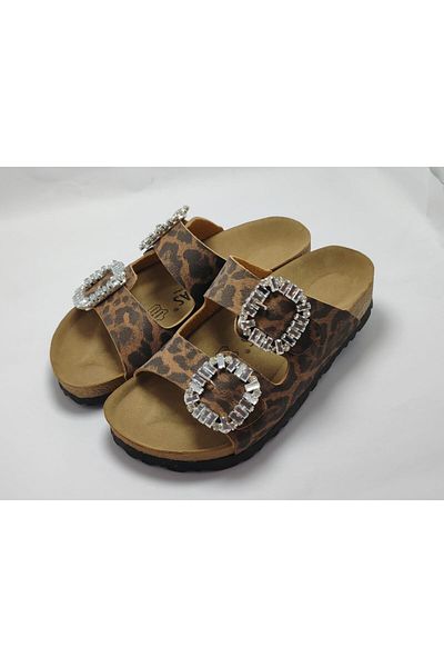 DADWOLF Leopard Stone Cork Sole Double Buckle Combination Slippers with Everything