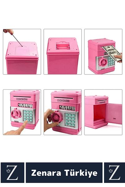 Zenara High Quality Decorative Changeable Password Voice Lighted Warning Paper Coin Atm Piggy Bank