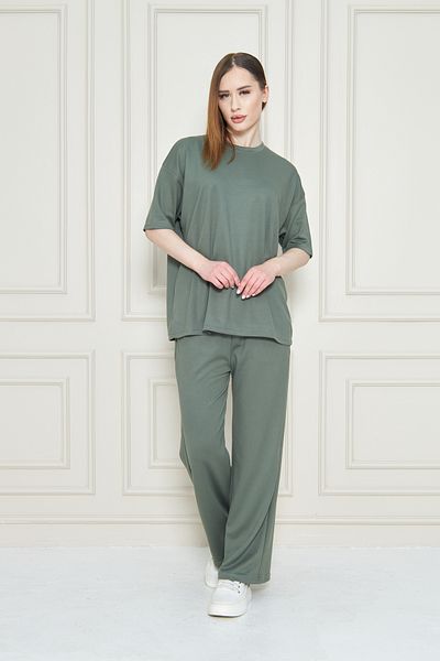 let s shine Women's Plain Oversize Modal Fabric Short Sleeve Tracksuit Set