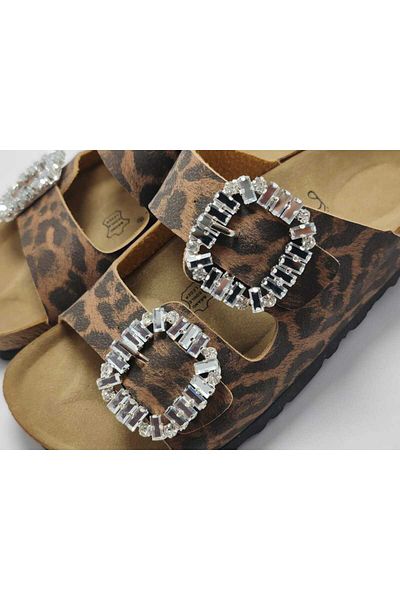 DADWOLF Leopard Stone Cork Sole Double Buckle Combination Slippers with Everything