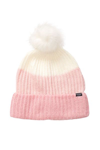 Victoria's Secret Hat, Pom Pom Stripe Blush, Victoria's Secret