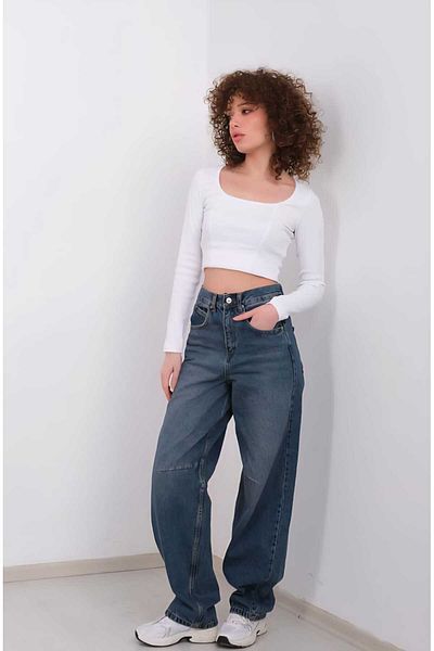 geenz manifacture Cu cataramă, cu croiala largă, cu picioare largi, blugi largi, casual, pantaloni largi de damă