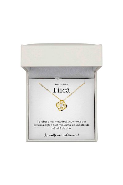 The Jewel Heart Colier Elegant pentru Fiică – Aur 14K Pe Argint 925, Cu Mesaj și Cutie Cadou