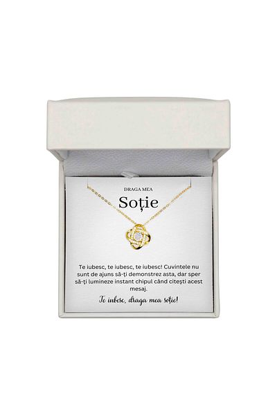 The Jewel Heart Bijuterie Cu Mesaj Pentru Soție – Argint 925 Placat cu Aur 14K, Cutie Cu Lumină Inclusă