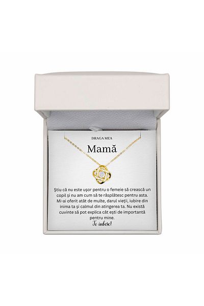 The Jewel Heart Colier Cadou pentru Mama – Argint 925 Placat cu Aur 14K, Cu Mesaj și Cutie LED