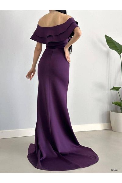 Modafeminen Rochie de seară pentru femei, model pește, din țesătură scuba, cu coadă, nuntă, logodnă, absolvire, rochie violet 581488