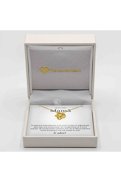 The Jewel Heart Colier Cu Mesaj Pentru Mama – Argint 925 Placat cu Aur, Ambalat Cadou Premium