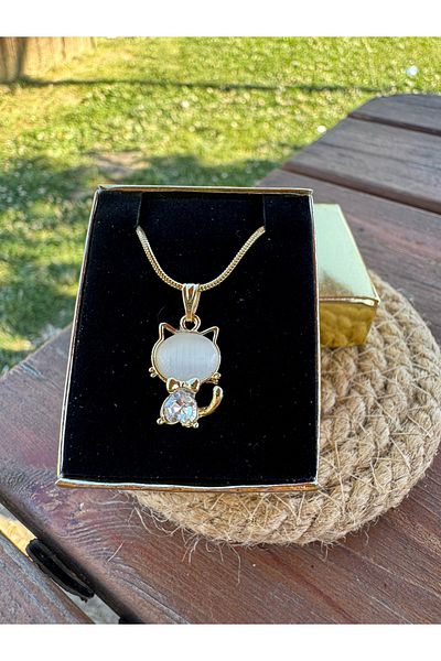 Judas Takı Mini Cat Necklace with Steel Chain Bow Tie