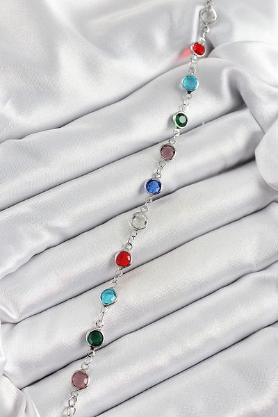 NEZADE STORE Brass Silver Color Mixed Color Zircon Stone Women's Bracelet - Tj-Bb7046