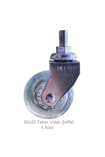 Nalbuy 50x20 Vidalı Teker Şeffaf (4 Adet)