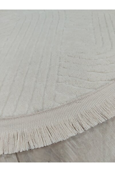 Dijidekor Pare Cream Round Fringed Carpet 180X180