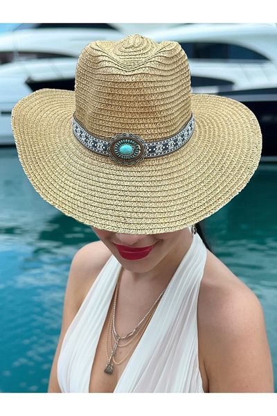 LAGRANZE Premium Women's Straw Hat with Stones