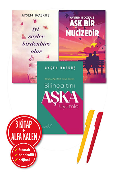 Müptela Yayınları Alfa Kalem+ Ayşen Bozkuş 3 Kitap(İyi Şeyler Birdenbire+Aşk ...