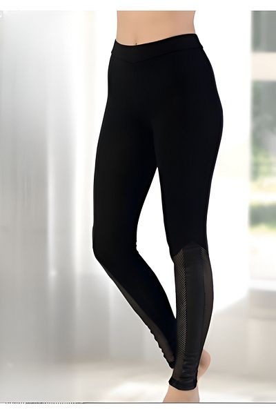 Altınay Women's Black Stylish Patterned Leggings - 90% Cotton (Lilitime)