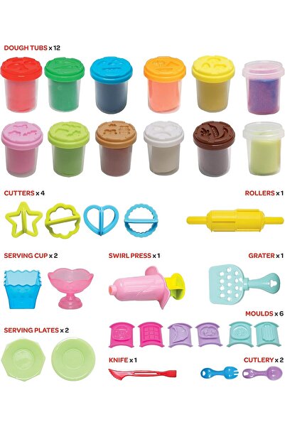 Moon Children's Educational Baking Playdough Set with 12 Cutting Tools, 56 g, Multi-Color