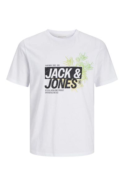 Jack & Jones Ανδρικό μπλουζάκι J&J με τυπωμένο λογότυπο Λευκό λευκό
