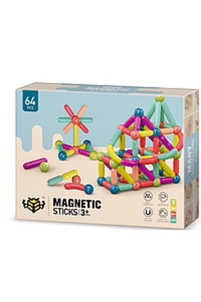 OEM Set de Constructie pentru Copii, Magnetic 3D, 64 de piese magnetice, Interactiv, Educational si Crea